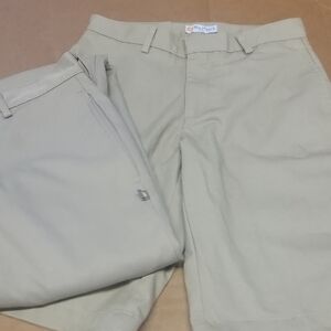 Lot Of 2 Mens 28 Waist Dennis Pants And Shorts Khaki Excellent!